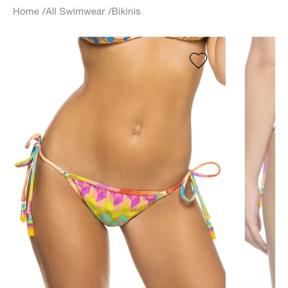 D1. NWT FARM RIO Ribbed Light Chevron Tie Side Brazilian Bikini Bottom Size L - Picture 5 of 10